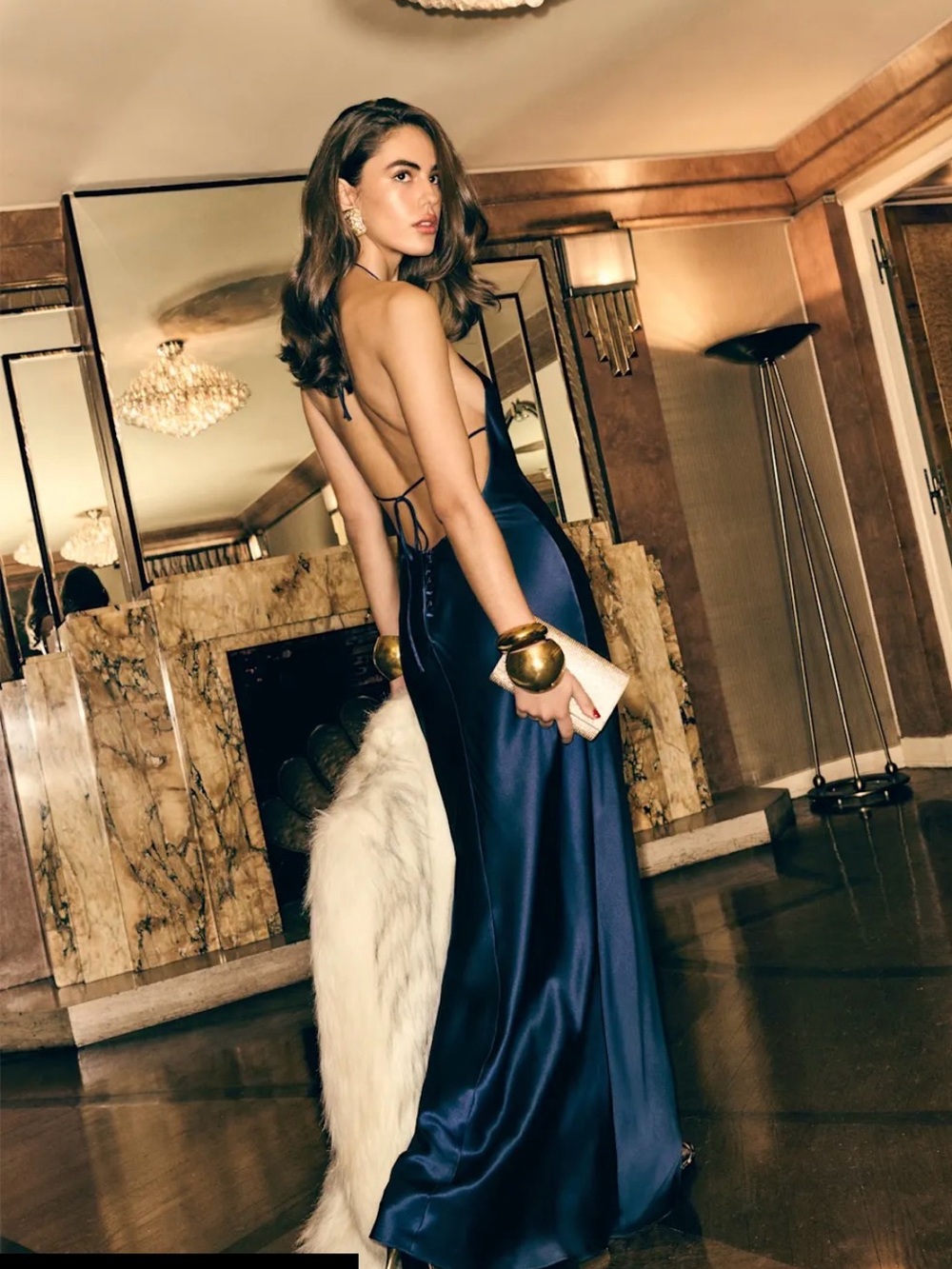 Reformation Jeany Navy Silk Halter Dress | size S NWT